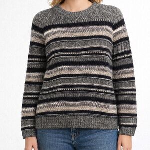 Ann Taylor LOFT Wool Alpaca Silver Metallic Striped Sweater